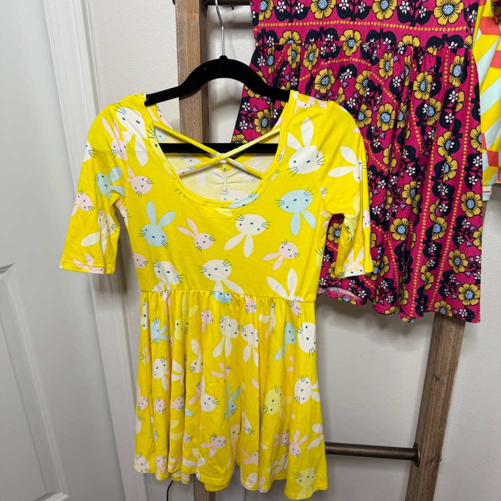 Dot Dot Smile Girls 3 Piece Dress Bundle Easter Bunny Floral Geometric Size 5-6 - Picture 6 of 10